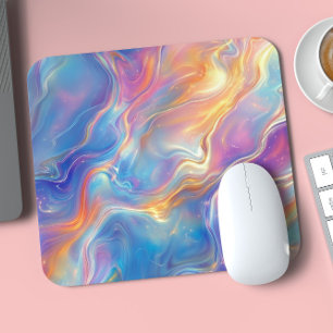 Colorful opal swirly flowing marble texture mouse mat