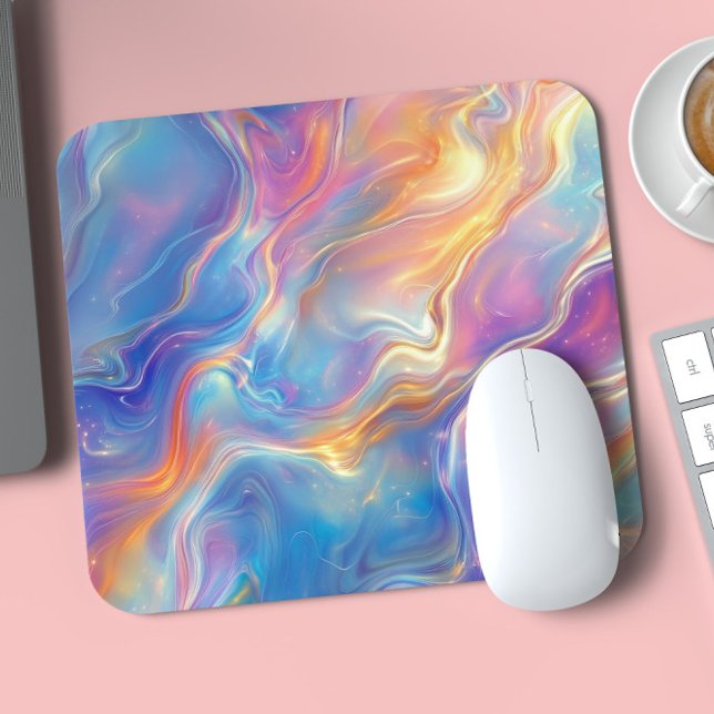 Colorful opal swirly flowing marble texture mouse mat (Creator Uploaded)