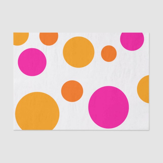 COLORFUL ORANGE AND PINK POLKA DOTS TISSUE PAPER (Front)