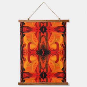 Colorful Orange Brown Brush Shapes Abstract       Hanging Tapestry