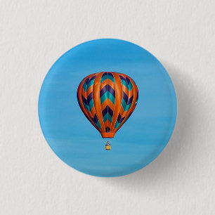 Colorful Orange Hot Air Balloon Photo 3 Cm Round Badge