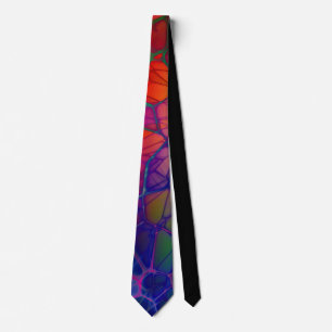 Colorful Orange Purple Mosaic Abstract Tie