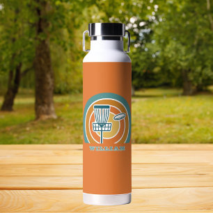 Colorful orange Retro Disc Golf Water Bottle