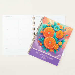 Colorful oranges for 1st grade 2025 custom planner