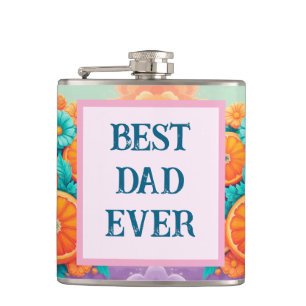 Colorful oranges with Best Dad Ever Hip Flask