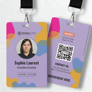 Colorful Organic Shapes Purple ID Card ID Badge