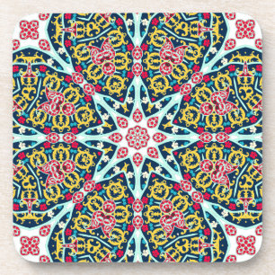 Colorful Ornamental Rosette Mandala Art Coaster