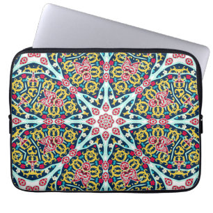 Colorful Ornamental Rosette Mandala Art Laptop Sleeve