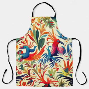 Colorful Otomi Bird Art  Apron