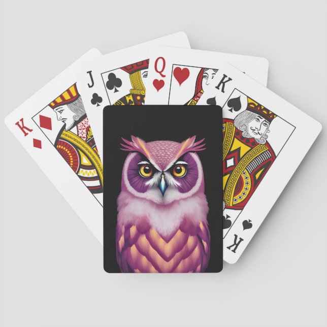 Colorful Owl Bird Artwork  Playing Cards (Back)