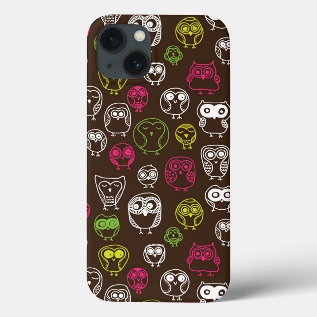 Colorful owl doodle background pattern Case-Mate iPhone case (Back)