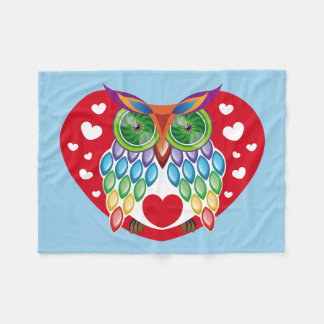 Colorful owl, love fleece blanket