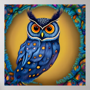 Colorful Owl Painting Poster