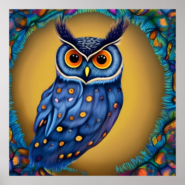 Colorful Owl Painting  Poster (Front)