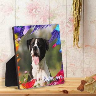 Colorful Paint Brushstroke Photo Frame Plaque