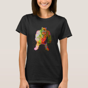 Colorful Paint Splash Angry Dog Pitbull T-Shirt