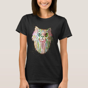 Colorful Paint Splash  Bearded Cat T-Shirt