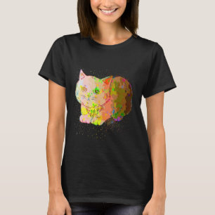 Colorful Paint Splash Realistic British Shorthair  T-Shirt