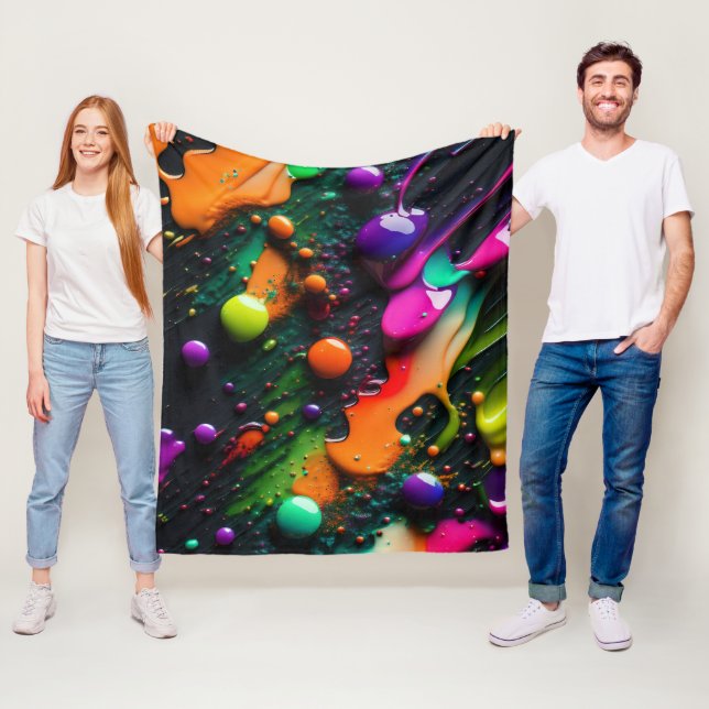 Colorful Paint Splatter 3d Colors Paint Ball Fleece Blanket (In Situ)