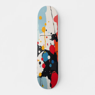 Colorful Paint Splatter Drip Abstract Design Skateboard