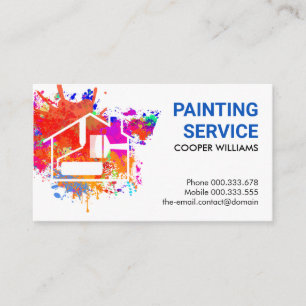 Colorful Paint Splatter Home Painting Business Card