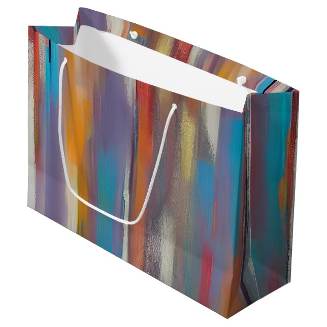 Colorful paint streaks large gift bag (Front Angled)