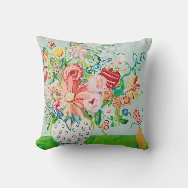 Colorful Painterly Style Art Throw Pillow (Front)