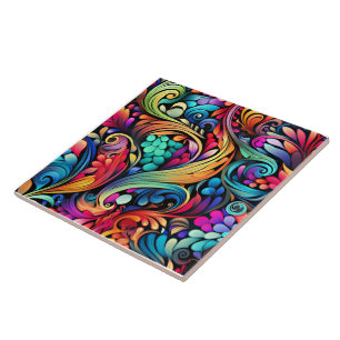 Colorful Paisley Pattern Tile