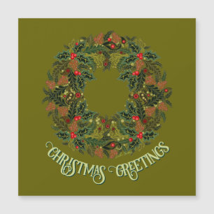 Colorful Paisley Wreath on Green Christmas Card