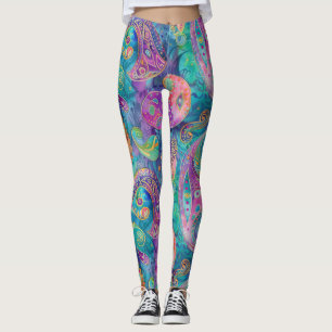 colorful paisley yoga gym Leggings