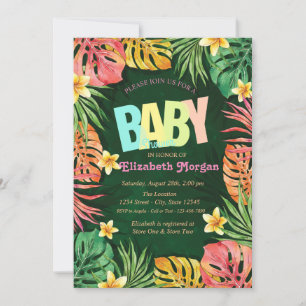 Colorful Palm Leaves Green Baby Shower Invitation