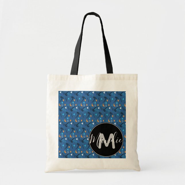 Colorful Palm Tree and Geometric Pattern Tote Bag (Front)