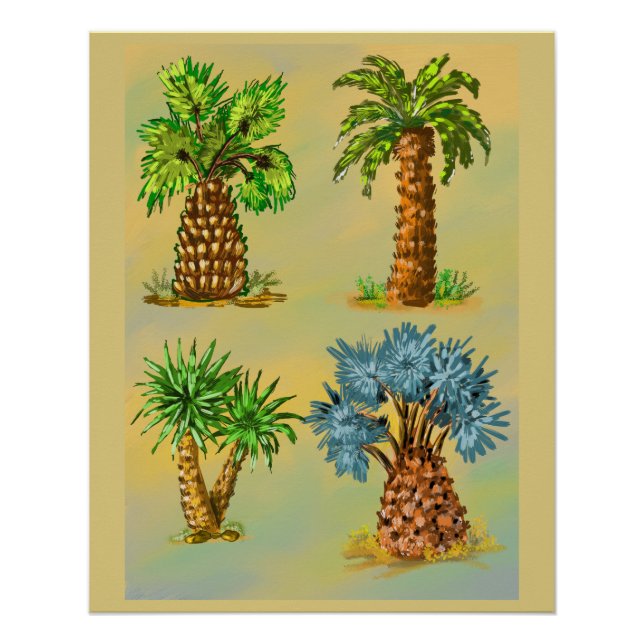 Colorful palm tree varieties. poster (Front)