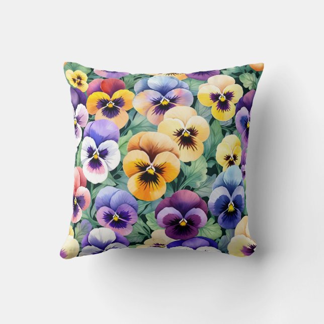 Colorful pansies print cushion (Back)