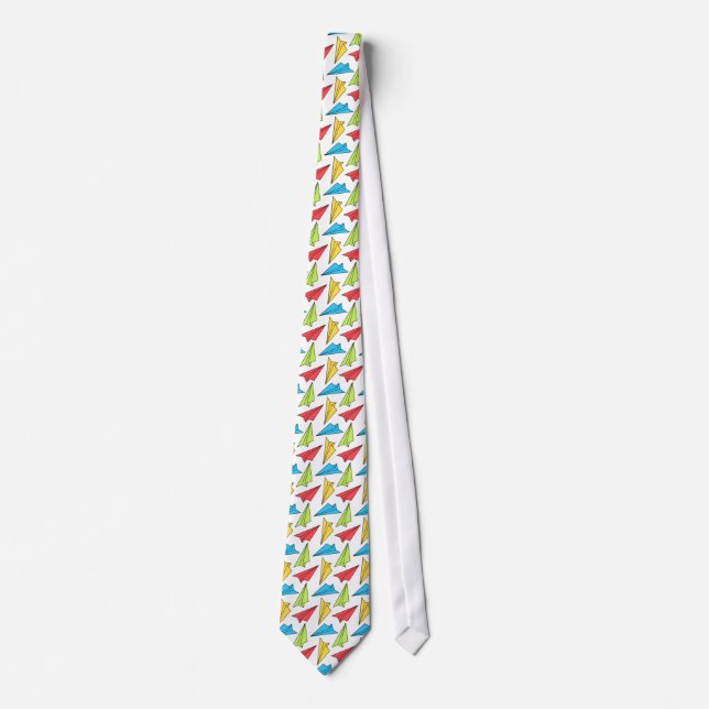 Colorful Paper Airplanes Pattern Tie (Front)