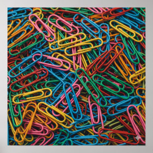 Colorful Paperclip Cluster Poster