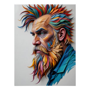 Colorful Papercraft Portrait Poster