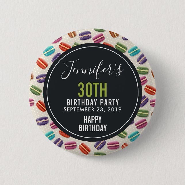 Colorful Parisian Macarons Pattern Birthday 6 Cm Round Badge (Front)