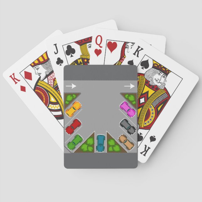 Colorful Parking Lot Overhead View Car Enthusiast Playing Cards (Back)