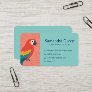 Colorful Parrot Language Tutor Business Card