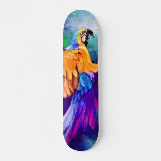 Colorful Parrot Skateboard - Painting (Front)