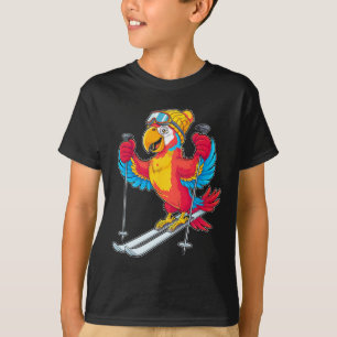 Colorful Parrot Skiing Adventure Winter Fun T-Shirt