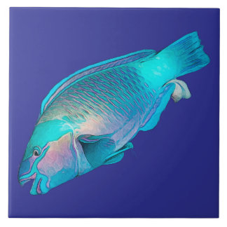 Colorful Parrotfish Ocean Blue Sea Tile