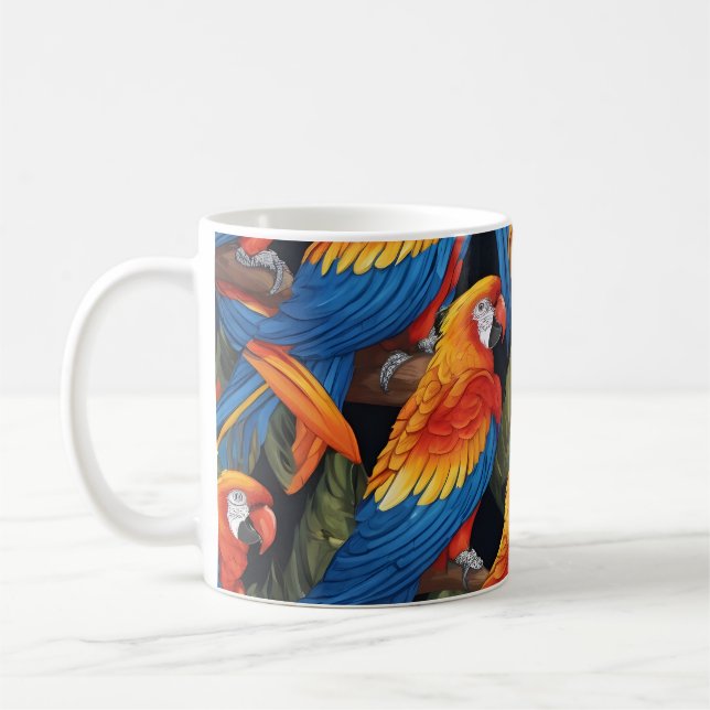 Colorful Parrots Coffee Mug (Left)