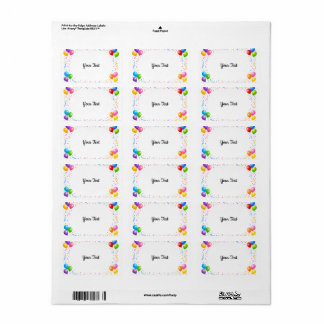 Colorful Party Balloons Confetti Frame Design Label