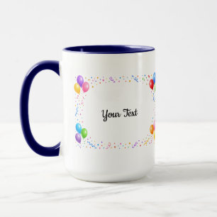 Colorful Party Balloons Confetti Frame Design Mug