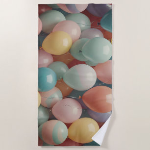 Colorful Party Balloons Pattern  Beach Towel