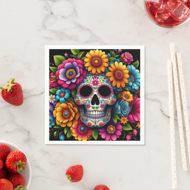 Colorful party skull napkins! napkin (Insitu)