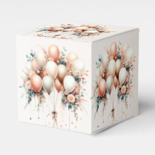 Colorful Party White Peach Floral Balloons Favour Box