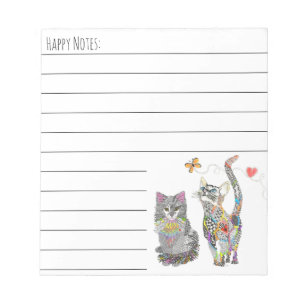 Colorful Pastel Cat and Kitten Notepad